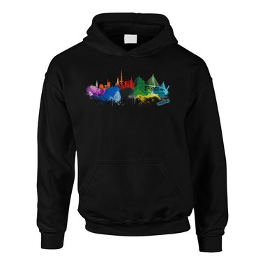 Kinder Hoodie - Hamburg Aquarell dunkelblau-bunt 80-92