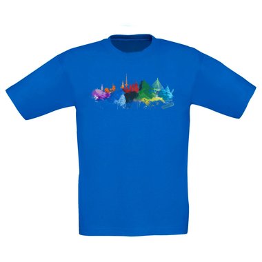 Kinder T-Shirt - Hamburg Aquarell dunkelblau-bunt 98-104