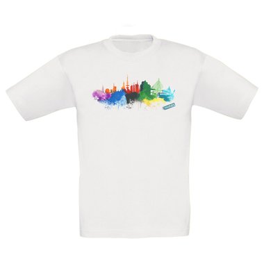 Kinder T-Shirt - Hamburg Aquarell dunkelblau-bunt 98-104