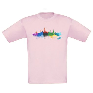 Kinder T-Shirt - Rostock Aquarell dunkelblau-bunt 98-104