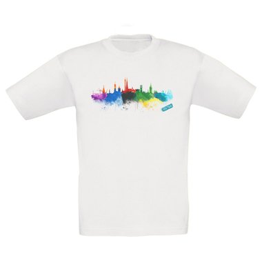 Kinder T-Shirt - Rostock Aquarell dunkelblau-bunt 98-104