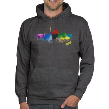 Herren Hoodie - Dsseldorf Aquarell dunkelgrau-bunt XXXL