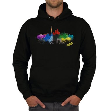 Herren Hoodie - Dsseldorf Aquarell dunkelgrau-bunt XXXL