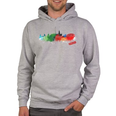 Herren Hoodie - Mnchen Aquarell schwarz-bunt XS