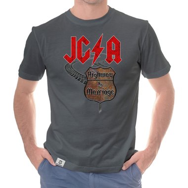 Herren JGA T-Shirt - Highway to Marriage dunkelblau-rot S