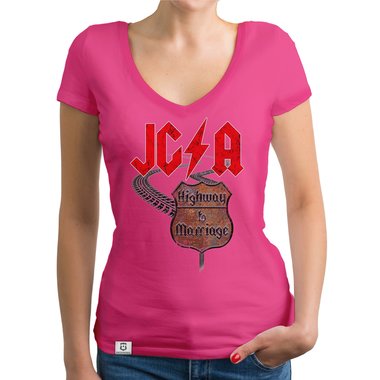 Damen JGA T-Shirt V-Ausschnitt - Highway to Marriage