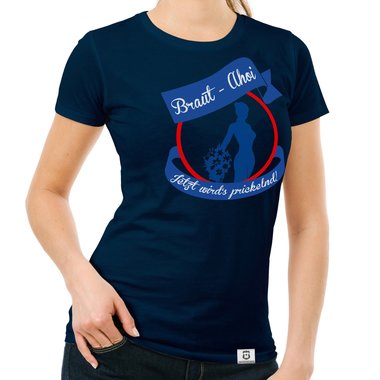 JGA Damen T-Shirt - Braut Ahoi dunkelblau-blau S