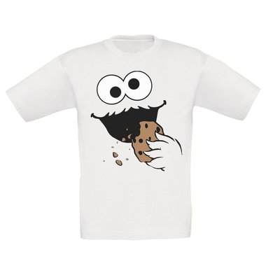 Kinder T-Shirt - Keks Monster weiss-schwarz 152-164