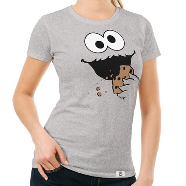 Damen T-Shirt - Keks Monster dunkelblau-schwarz S