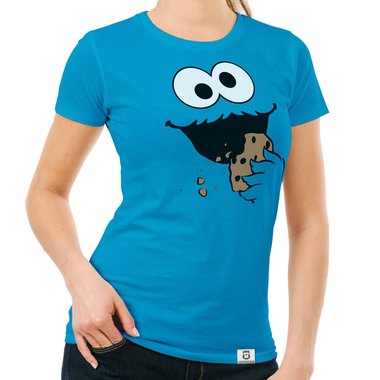 Damen T-Shirt - Keks Monster dunkelblau-schwarz S