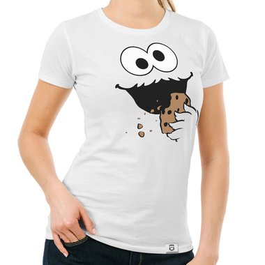 Damen T-Shirt - Keks Monster dunkelblau-schwarz S