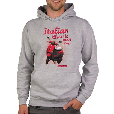 Herren Hoodie - Italian Classic dunkelgrau-rot XS