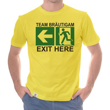 Herren JGA T-Shirt - Team Brutigam - Exit here dunkelblau-weiss S