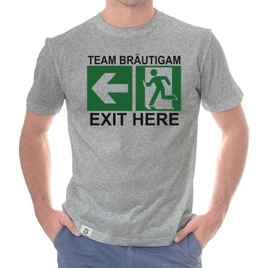 Herren JGA T-Shirt - Team Brutigam - Exit here dunkelblau-weiss S