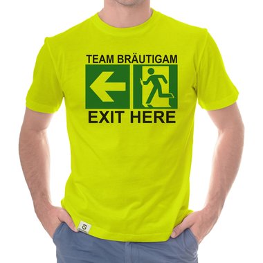 Herren JGA T-Shirt - Team Brutigam - Exit here dunkelblau-weiss S