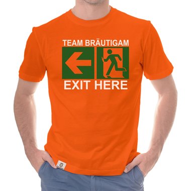 Herren JGA T-Shirt - Team Brutigam - Exit here dunkelblau-weiss S