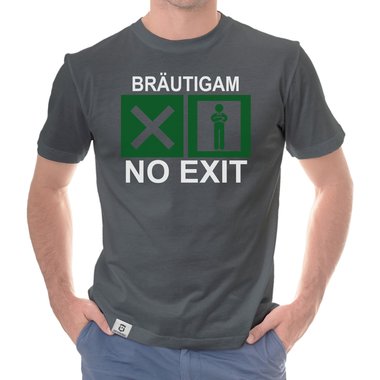 Herren JGA T-Shirt - Brutigam - No Exit dunkelblau-weiss S