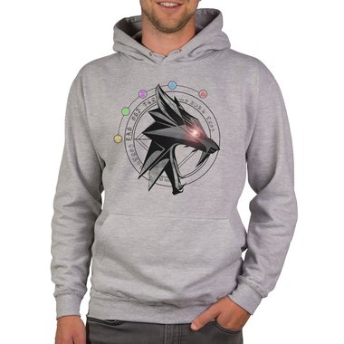 Herren Hoodie - Wolfsschule dunkelgrau-weiss XS