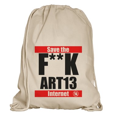 Turnbeutel - F**K Art13 - Save the Internet apfelgrn-schwarz