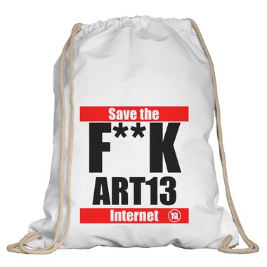 Turnbeutel - F**K Art13 - Save the Internet apfelgrn-schwarz