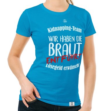 Damen T-Shirt - JGA Kidnapping Team dunkelblau-weiss S