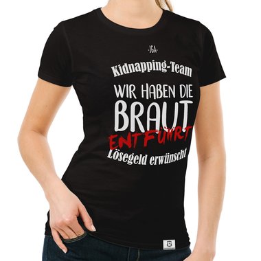 Damen T-Shirt - JGA Kidnapping Team dunkelblau-weiss S