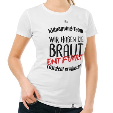 Damen T-Shirt - JGA Kidnapping Team dunkelblau-weiss S