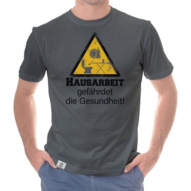 Herren T-Shirt - Hausarbeit gefhrdet die Gesundheit weiss-schwarz 5XL