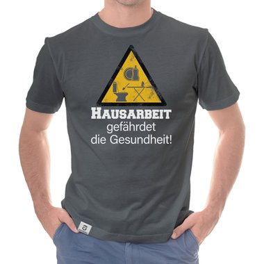 Herren T-Shirt - Hausarbeit gefhrdet die Gesundheit weiss-schwarz 5XL