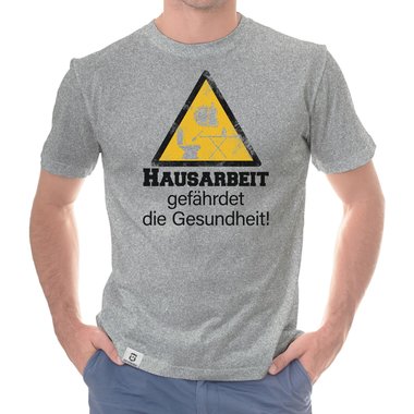 Herren T-Shirt - Hausarbeit gefhrdet die Gesundheit weiss-schwarz 5XL