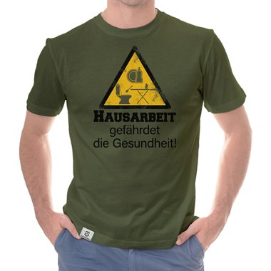 Herren T-Shirt - Hausarbeit gefhrdet die Gesundheit weiss-schwarz 5XL