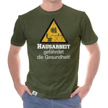 Herren T-Shirt - Hausarbeit gefhrdet die Gesundheit weiss-schwarz 5XL