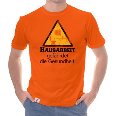 Herren T-Shirt - Hausarbeit gefhrdet die Gesundheit weiss-schwarz 5XL