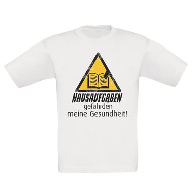 Kinder T-Shirt - Hausaufgaben gefhrden meine Gesundheit! weiss-schwarz 152-164