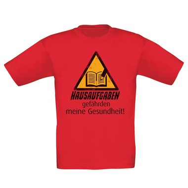 Kinder T-Shirt - Hausaufgaben gefhrden meine Gesundheit! weiss-schwarz 152-164