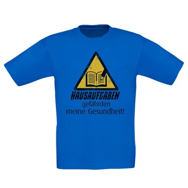 Kinder T-Shirt - Hausaufgaben gefhrden meine Gesundheit! weiss-schwarz 152-164