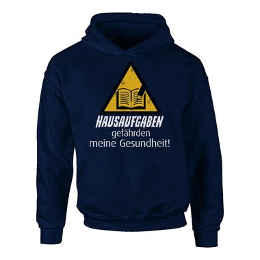 Kinder Hoodie - Hausaufgaben gefhrden meine Gesundheit! schwarz-weiss 152-158