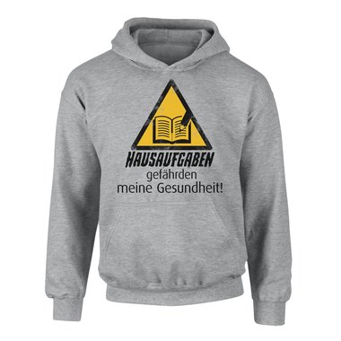 Kinder Hoodie - Hausaufgaben gefhrden meine Gesundheit! schwarz-weiss 152-158