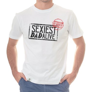 Herren T-Shirt - Sexiest Dad Alive weiss-schwarz 5XL