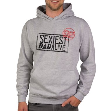 Herren Hoodie - Sexiest Dad Alive dunkelgrau-weiss XS