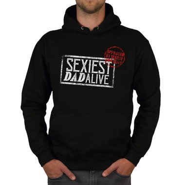 Herren Hoodie - Sexiest Dad Alive dunkelgrau-weiss XS