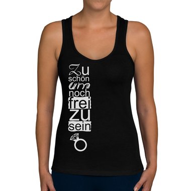 Damen Tank Top - Zu schn um noch frei zu sein weiss-schwarz XXL