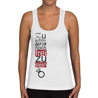 Damen Tank Top - Zu schn um noch frei zu sein weiss-schwarz XXL