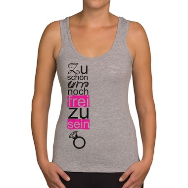 Damen Tank Top - Zu schn um noch frei zu sein weiss-schwarz XXL