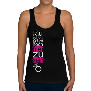 Damen Tank Top - Zu schn um noch frei zu sein weiss-schwarz XXL