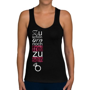 Damen Tank Top - Zu schn um noch frei zu sein weiss-schwarz XXL