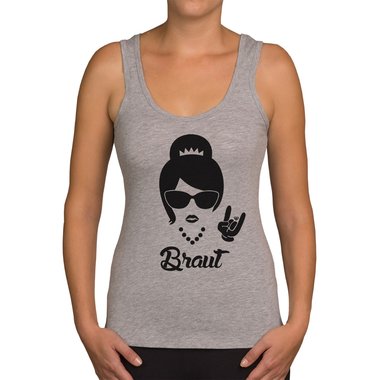 Damen JGA Tank Top - Braut Rock N`Roll weiss-schwarzglitzer XXL