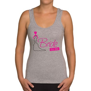 Damen JGA Tank Top - Bride to be hellgrau-fuchsia XS