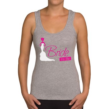 Damen JGA Tank Top - Bride to be hellgrau-fuchsia XS