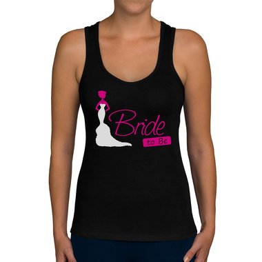 Damen JGA Tank Top - Bride to be hellgrau-fuchsia XS